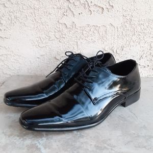 Adolfo Black Shiny Vinyl Shoes for Men Size 10